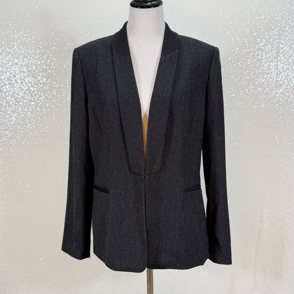 Antonio Melani Black Structured Blazer Jacket Size 14 Career Office Business